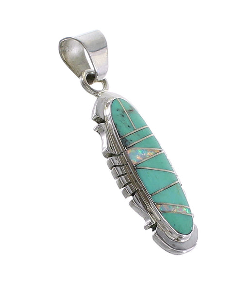 Sterling Silver Turquoise And Opal Southwest Pendant RX95509