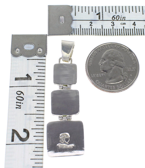 Silver Turquoise Inlay Southwestern Pendant AX96464