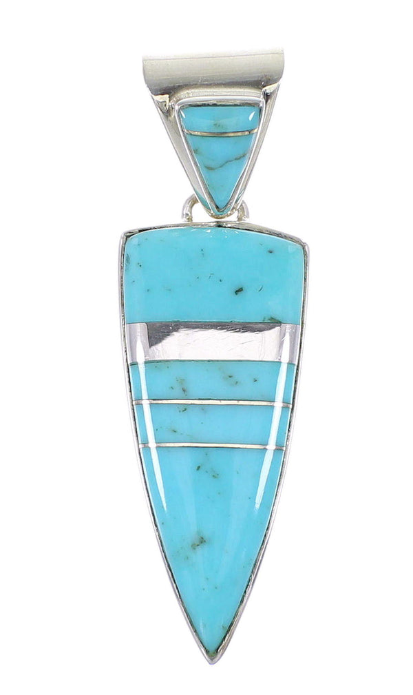 Genuine Sterling Silver Turquoise Inlay Pendant AX96467