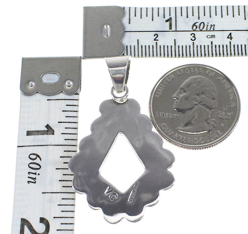Turquoise Inlay Genuine Sterling Silver Southwest Jewelry Pendant AX96479
