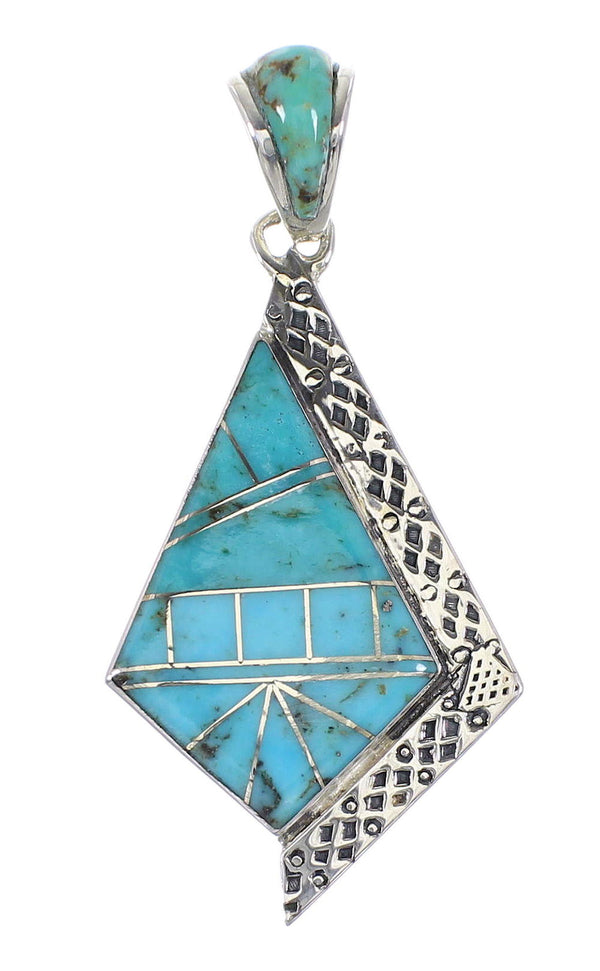 Sterling Silver Southwest Turquoise Inlay Pendant AX96542