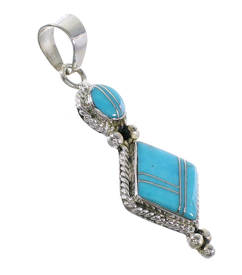 Sterling Silver Southwestern Turquoise Inlay Pendant AX96543