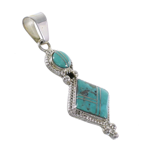 Turquoise Inlay Silver Jewelry Southwest Pendant AX96547