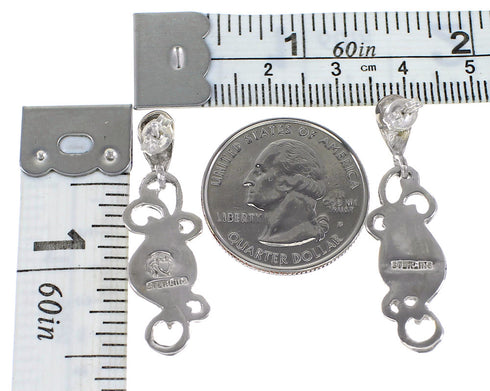 Turquoise Southwestern Authentic Sterling Silver Post Dangle Earrings AX95818