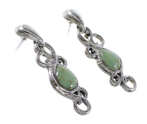 Turquoise Authentic Sterling Silver Southwest Post Dangle Earrings AX95819