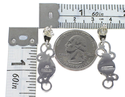 Turquoise Authentic Sterling Silver Southwest Post Dangle Earrings AX95819