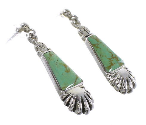 Turquoise Genuine Sterling Silver Southwest Post Dangle Earrings AX95822