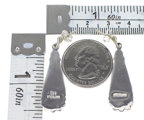 Turquoise Genuine Sterling Silver Southwest Post Dangle Earrings AX95822