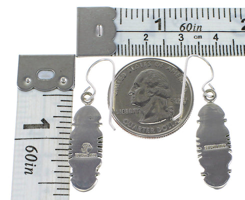 Southwestern Turquoise Inlay Silver Jewelry Hook Dangle Earrings AX95863