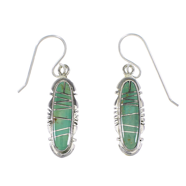 Turquoise Inlay Silver Jewelry Hook Dangle Earrings AX95864