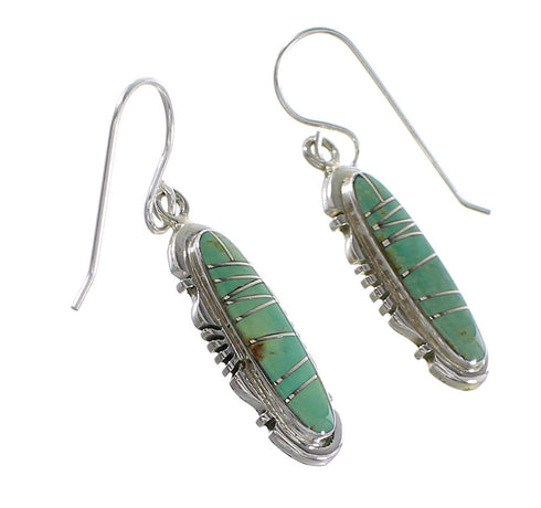 Turquoise Inlay Silver Jewelry Hook Dangle Earrings AX95864
