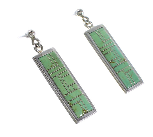 Turquoise Southwest Authentic Sterling Silver Post Dangle Earrings AX95973