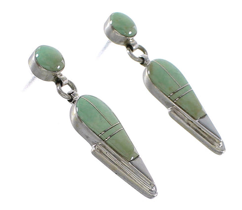 Southwest Sterling Silver Turquoise Inlay Post Dangle Earrings AX95983