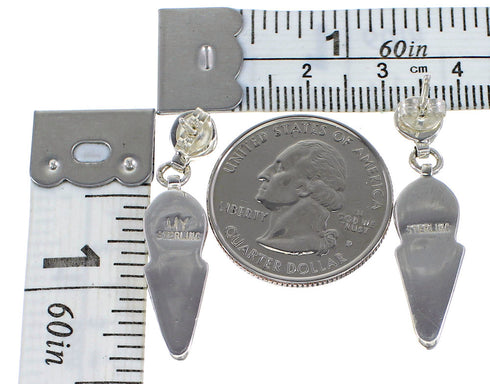 Southwest Sterling Silver Turquoise Inlay Post Dangle Earrings AX95983