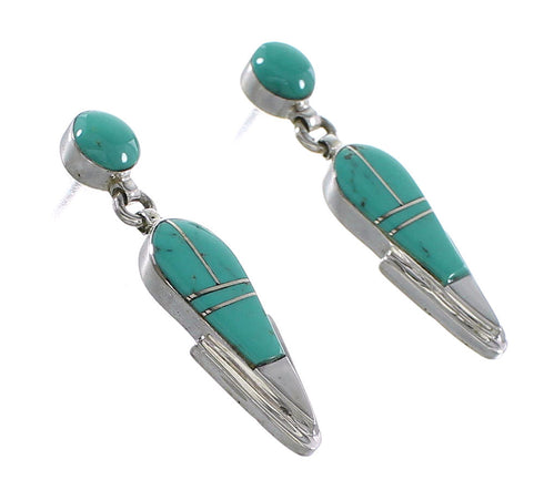 Southwestern Sterling Silver Turquoise Post Dangle Earrings AX95985