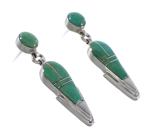Sterling Silver Southwestern Turquoise Post Dangle Earrings AX95988