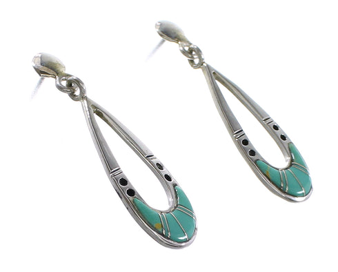 Turquoise Inlay Jewelry Sterling Silver Post Dangle Earrings AX95998