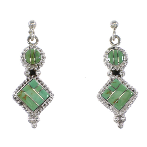 Turquoise Jewelry Genuine Sterling Silver Post Dangle Earrings AX96001