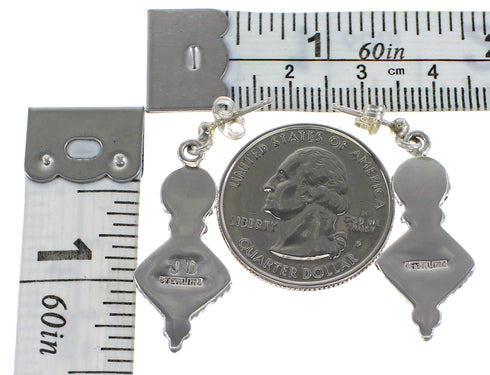 Turquoise Jewelry Genuine Sterling Silver Post Dangle Earrings AX96001