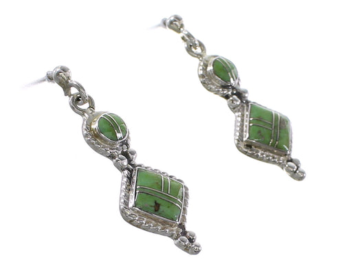 Southwestern Silver Turquoise Post Dangle Earrings AX96027