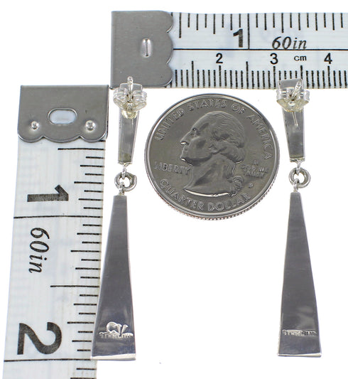 Turquoise Inlay Genuine Sterling Silver Post Dangle Earrings AX96044