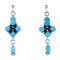 Turquoise Authentic Sterling Silver Southwest Post Dangle Earrings AX95767