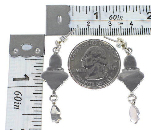 Turquoise Authentic Sterling Silver Southwest Post Dangle Earrings AX95767