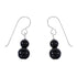 Navajo Onyx Silver Bead Hook Dangle Earrings AX95937