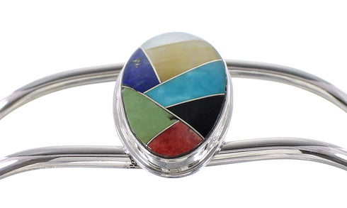 Multicolor Genuine Sterling Silver Cuff Bracelet Jewelry RX95885