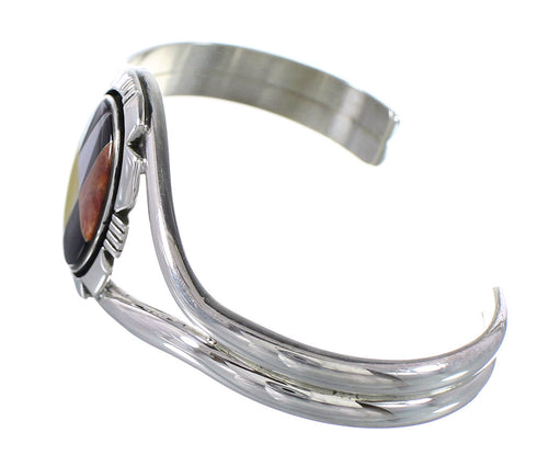 Southwest Genuine Sterling Silver Multicolor Cuff Bracelet RX95931