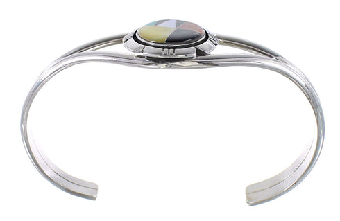 Southwest Genuine Sterling Silver Multicolor Cuff Bracelet RX95931