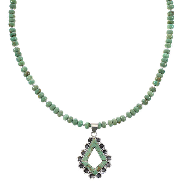 Southwestern Turquoise And Genuine Sterling Silver Necklace Set AX96115