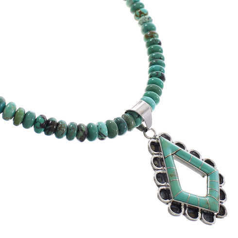 Turquoise Southwest Genuine Sterling Silver Necklace Set AX96118