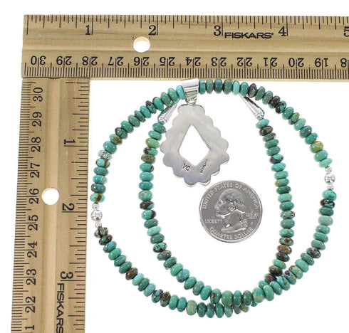 Turquoise Southwest Genuine Sterling Silver Necklace Set AX96118