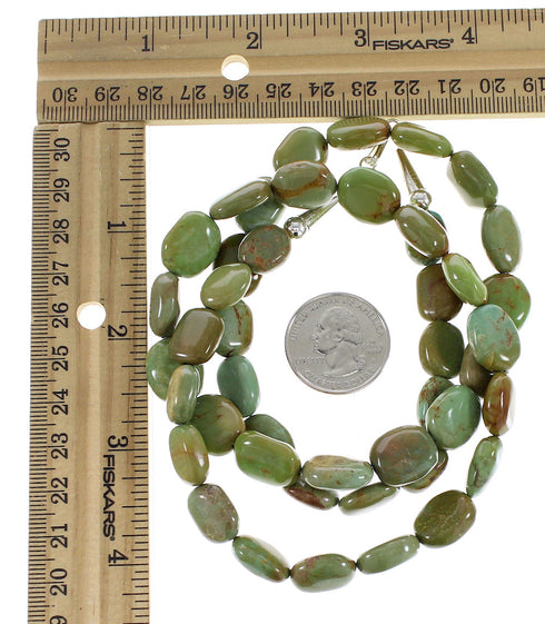 Kingman Turquoise Genuine Sterling Silver Southwestern Bead Necklace AX96150