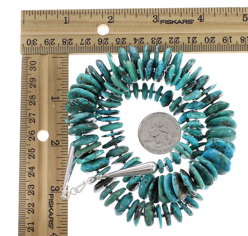 Turquoise Navajo Silver Jewelry Bead Necklace AX96502
