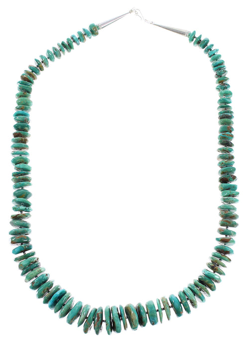 Kingman Turquoise Navajo Sterling Silver Jewelry Bead Necklace AX96503