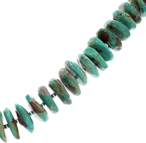 Kingman Turquoise Navajo Sterling Silver Jewelry Bead Necklace AX96503