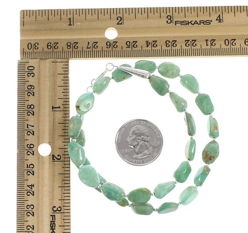 Navajo Genuine Sterling Silver Jewelry Turquoise Bead Necklace AX96520