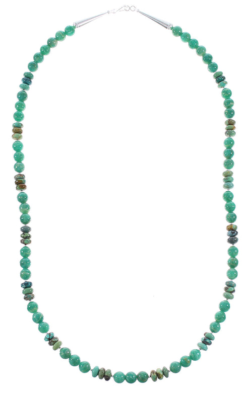 Sterling Silver Native American Turquoise And Amazonite Bead Necklace RX96111