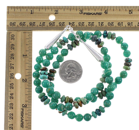 Sterling Silver Native American Turquoise And Amazonite Bead Necklace RX96111