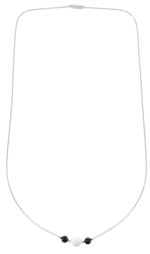 Onyx And White Agate Liquid Sterling Silver Necklace AX96751