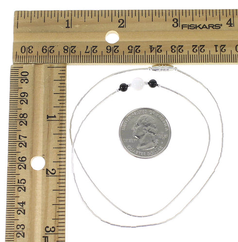 Onyx And White Agate Liquid Sterling Silver Necklace AX96751