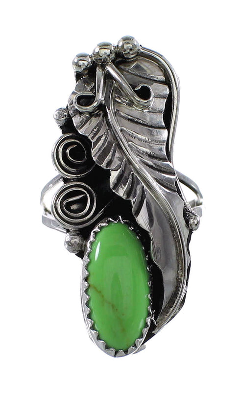 Authentic Sterling Silver Navajo Gaspeite Leaf Ring Size 5-3/4 RX118118