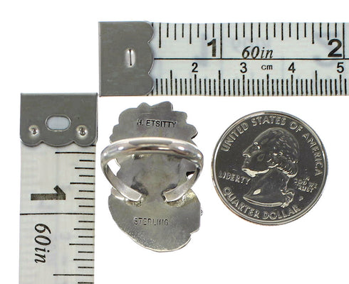 Native American Turquoise Sterling Silver Leaf Ring Size 6-3/4 AX96991