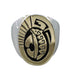 Bear Water Wave Navajo Calvin Peterson Sterling Silver 14 Karat Gold Ring Size 9-1/2 AX97537