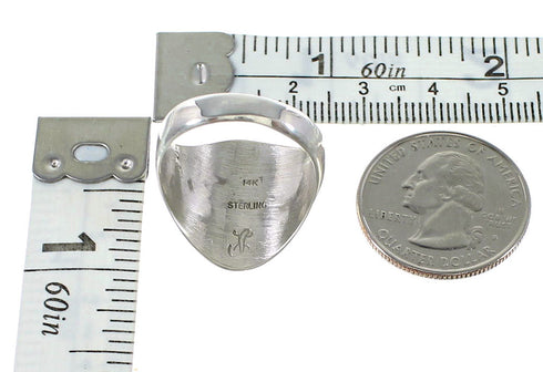 Navajo 14 Karat Gold Silver Man In The Maze Calvin Peterson Ring Size 9-1/2 JX127570