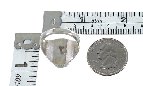 Onyx And Sterling Silver Navajo Ring Size 9-1/4 RX97588