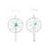 Turquoise Sterling Silver Navajo Dream Catcher Feather Hook Dangle Earrings AX97738