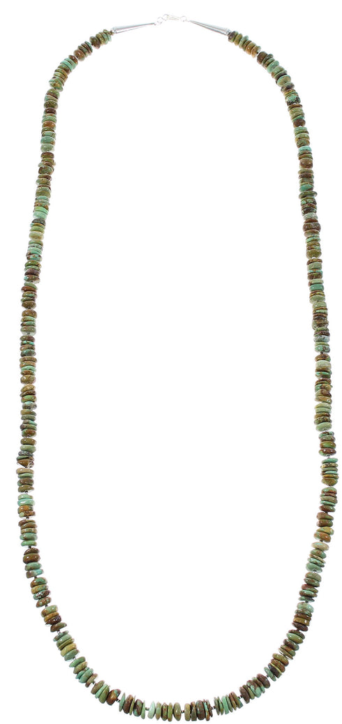 Kingman Turquoise Navajo Indian Sterling Silver Bead Necklace RX98075